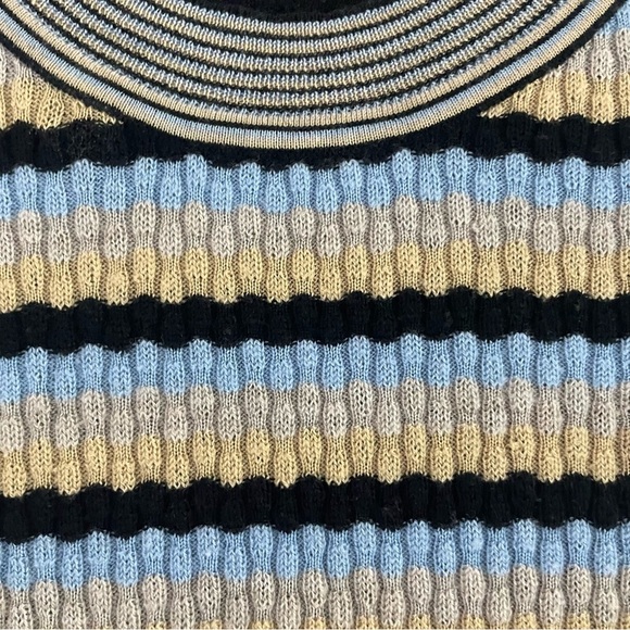 Theory Leenda striped Wool half sleeve sweater knit Top 20988 - Picture 6 of 9